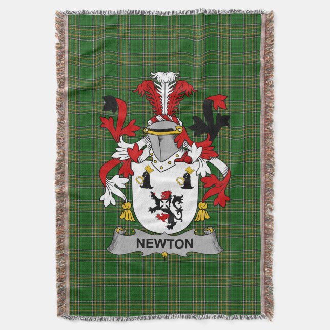  Irish Newton Coat of Arms Family Crest Ireland Throw Blanket (Front Vertical)