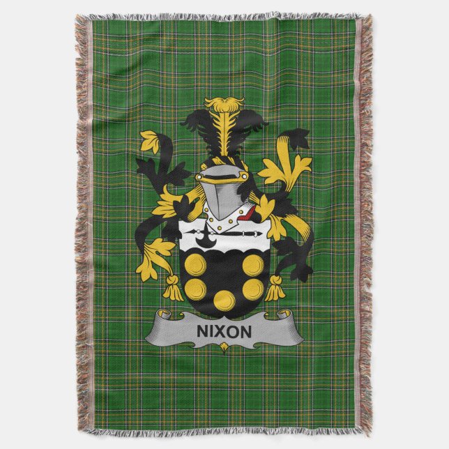  Irish Nixon Coat of Arms Family Crest Ireland Throw Blanket (Front Vertical)