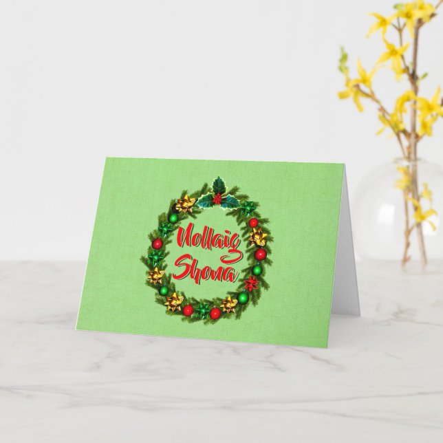 Irish Nollaig Shona Merry Christmas Greeting Card (Yellow Flower)