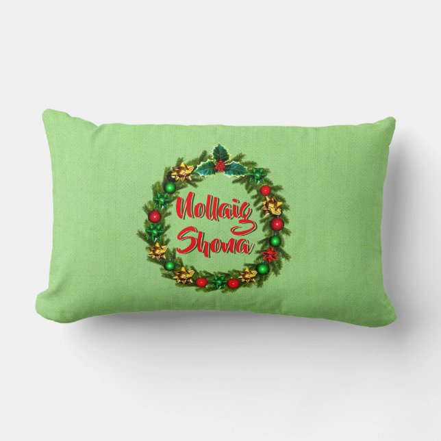 Irish Nollaig Shona Merry Christmas Lumbar Cushion (Front)