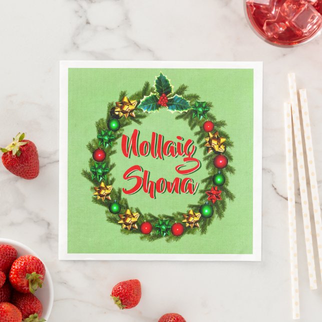 Irish Nollaig Shona Merry Christmas Napkin (Insitu)