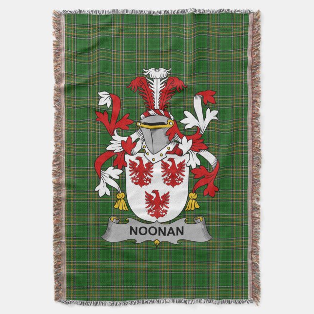  Irish Noonan or O_Noonan Coat of Arms Family Cres Throw Blanket (Front Vertical)