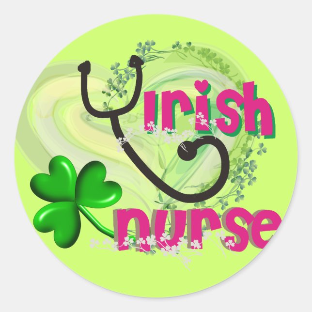 Irish Nurse Artsy Heart Gifts Classic Round Sticker (Front)
