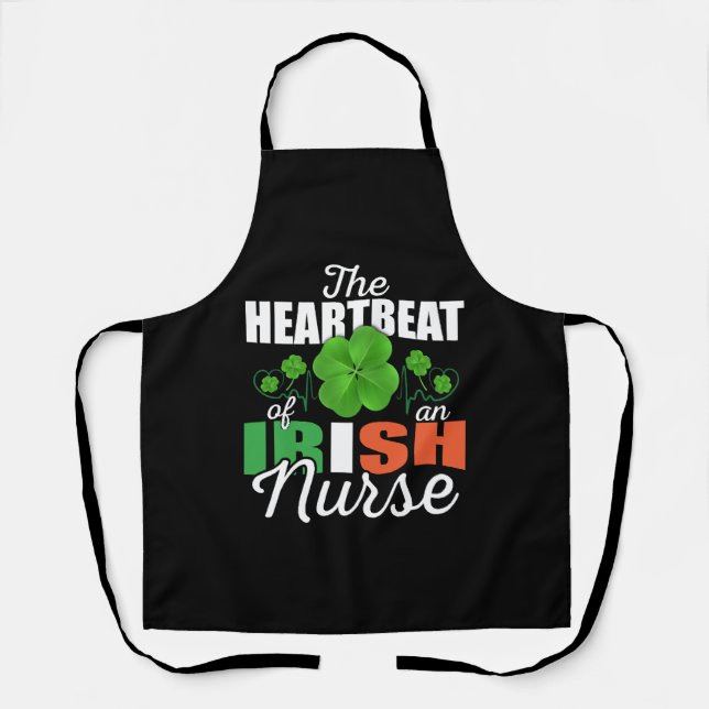 IRISH NURSE HEARTBEAT TEE APRON (Front)