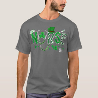Irish Nurse St Patricks Day Shamrock Stethocsope W T-Shirt