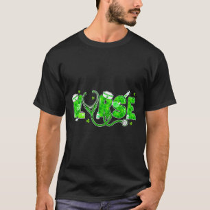 Irish Nurse St Patricks Day Shamrock Stethocsope W T-Shirt