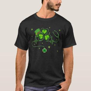 Irish Nurse St Patricks Day Shamrock Stethocsope W T-Shirt