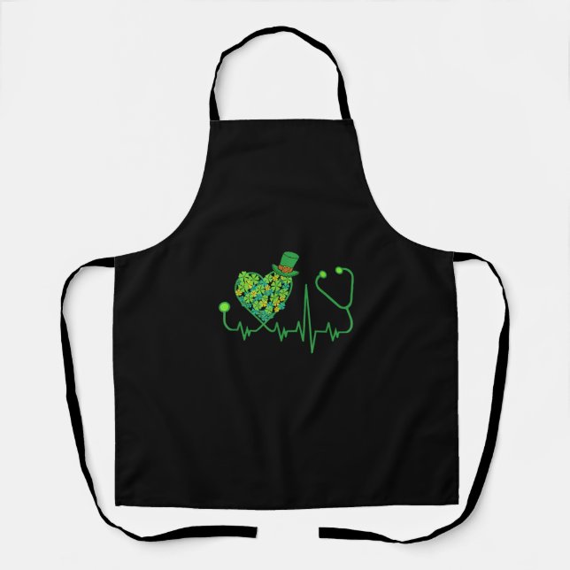Irish Nurse St Patricks Day Tee Stethoscope & Hear Apron (Front)