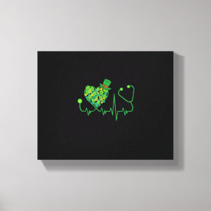 Irish Nurse St Patricks Day Tee Stethoscope & Hear Canvas Print