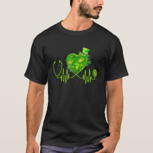 Irish Nurse Stethoscope Heartbeat St Patricks Day T-Shirt