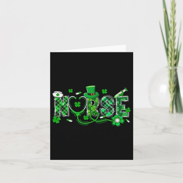 Irish Nurse Stethoscope Scrub Saint St Patrick's D Card (Front)