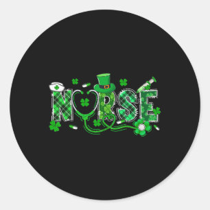 Irish Nurse Stethoscope Scrub Saint St Patrick's D Classic Round Sticker