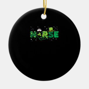 Irish Nurse Stethoscope Scrub St Patricks Day Nurs Ceramic Tree Decoration