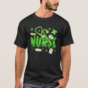 Irish Nurse Stethoscope Scrub St Patricks Day Nurs T-Shirt