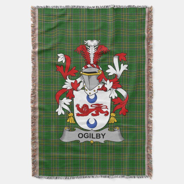  Irish Ogilby Coat of Arms Family Crest Ireland Throw Blanket (Front Vertical)