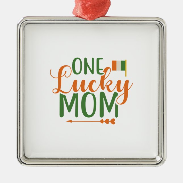 Irish One Lucky Mom Metal Tree Decoration (Front)