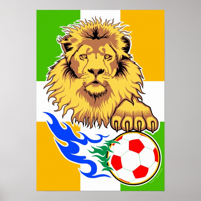 Irish or Côte d'Ivoire Soccer Lion Poster (Front)