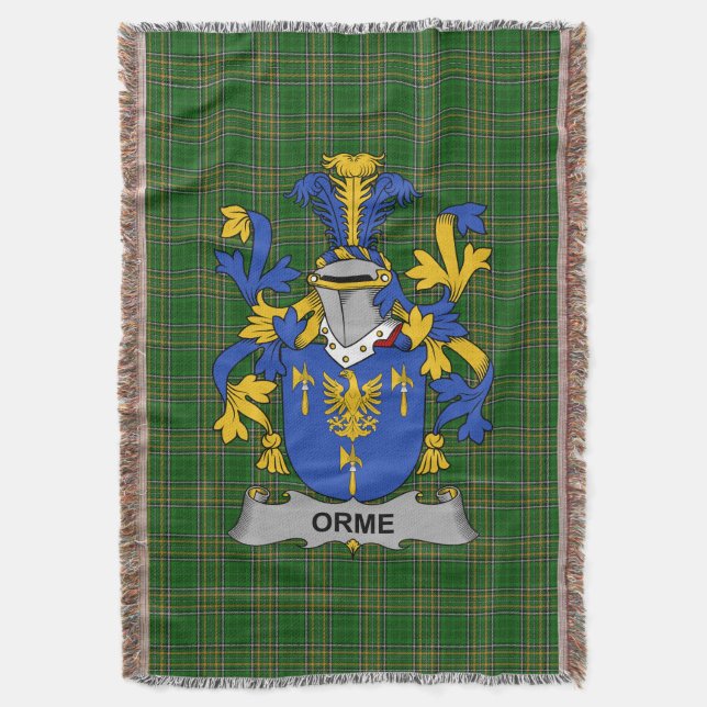  Irish Orme Coat of Arms Family Crest Ireland Throw Blanket (Front Vertical)