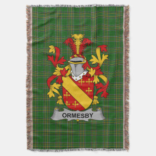  Irish Ormesby Coat of Arms Family Crest Ireland Throw Blanket