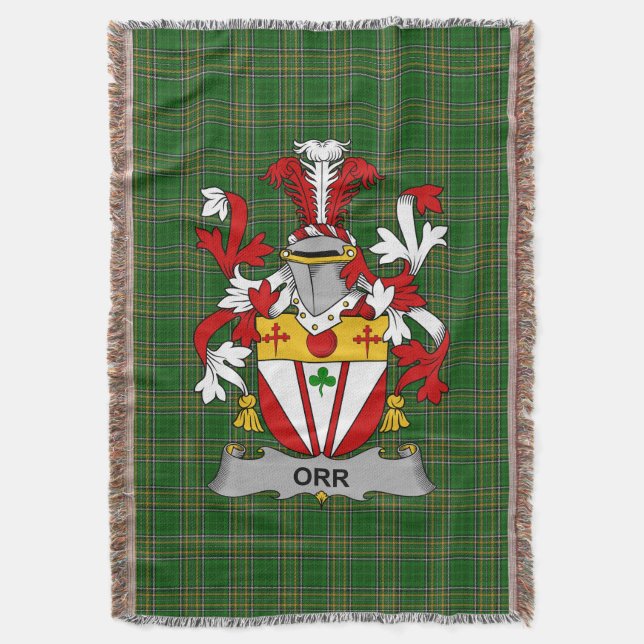  Irish Orr Coat of Arms Family Crest Ireland Throw Blanket (Front Vertical)