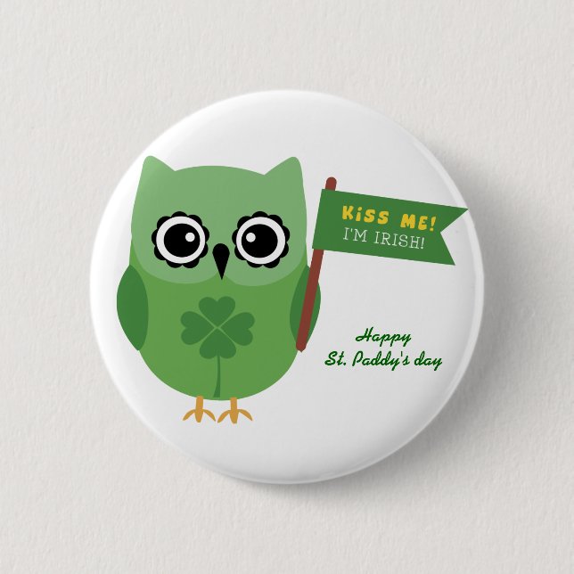 Irish Owl 6 Cm Round Badge (Front)