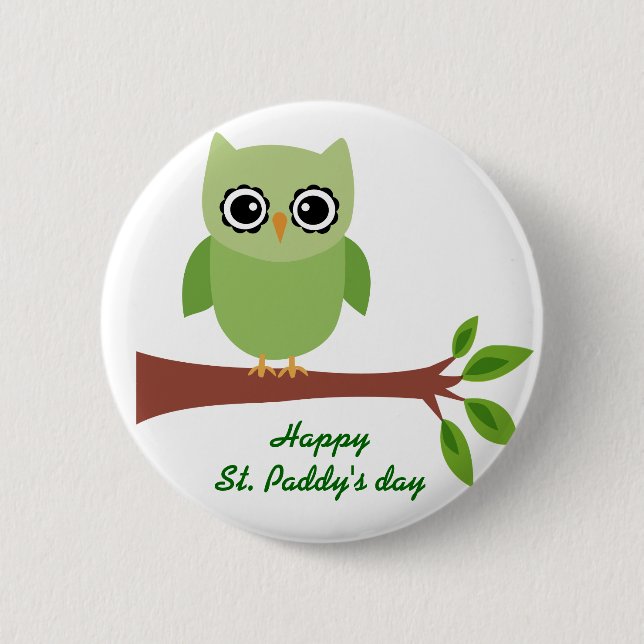 Irish Owl 6 Cm Round Badge (Front)