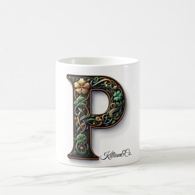 Irish P Monogram Coffee Mug (Center)