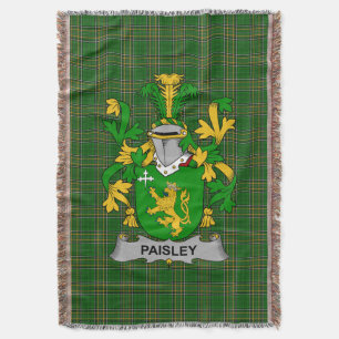  Irish Paisley Coat of Arms Family Crest Ireland Throw Blanket