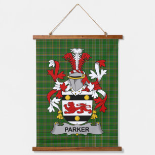 Irish Parker Coat of Arms Family Crest Hanging Tapestry