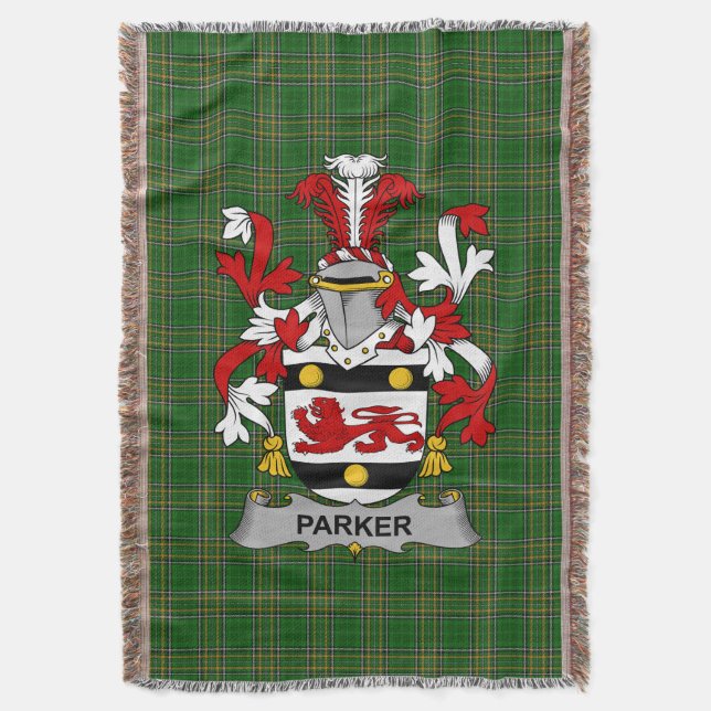  Irish Parker Coat of Arms Family Crest Ireland Throw Blanket (Front Vertical)