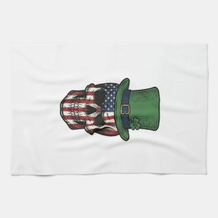 Irish Patriotic Skull Vintage Engraving Shirt Desi Tea Towel