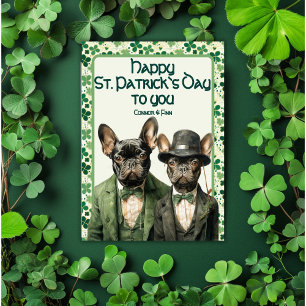 Irish Paws: Frenchie Duo St. Patrick's   Holiday Card