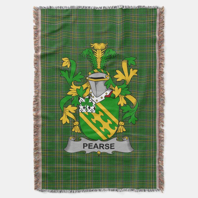  Irish Pearse Coat of Arms Family Crest Ireland Throw Blanket (Front Vertical)
