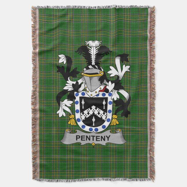  Irish Penteny Coat of Arms Family Crest Ireland Throw Blanket (Front Vertical)