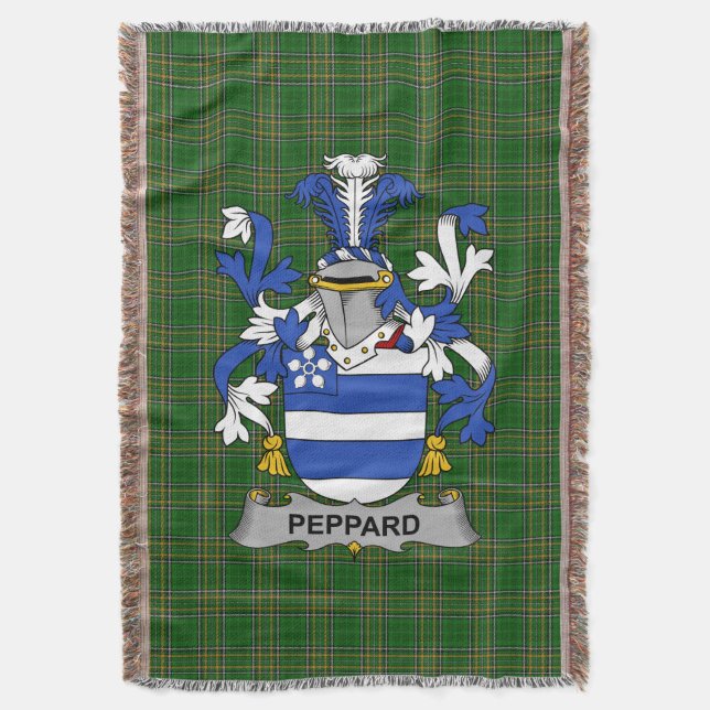  Irish Peppard Coat of Arms Family Crest Ireland Throw Blanket (Front Vertical)