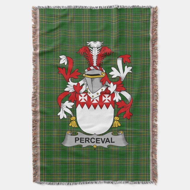  Irish Perceval Coat of Arms Family Crest Ireland Throw Blanket (Front Vertical)