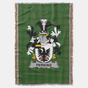 Irish Perkins Coat of Arms Family Crest Ireland Throw Blanket