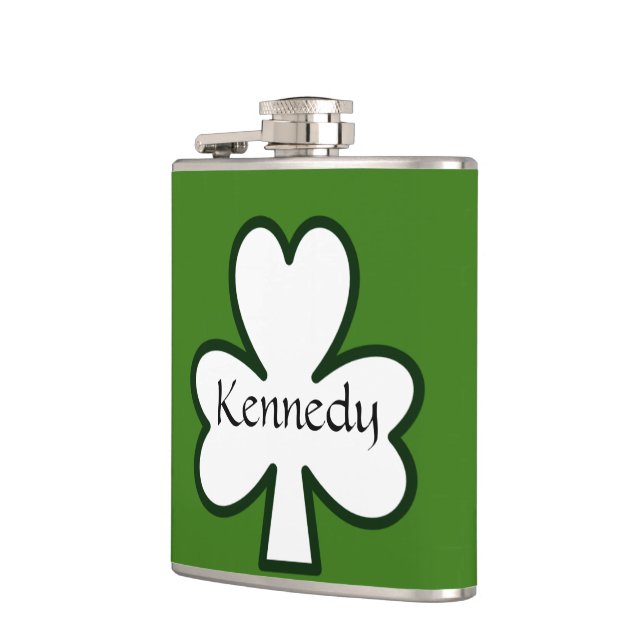 IRISH PERSONALIZED SHAMROCK ST PATRICKS DAY FLASK (Left)