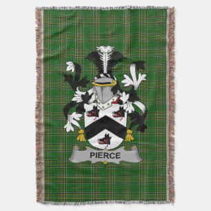 Irish Pierce Coat of Arms Family Crest Ireland Throw Blanket