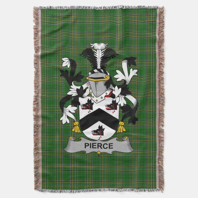  Irish Pierce Coat of Arms Family Crest Ireland Throw Blanket (Front Vertical)