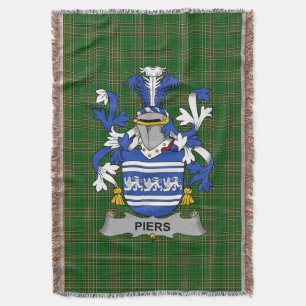  Irish Piers Coat of Arms Family Crest Ireland Throw Blanket
