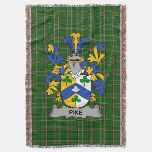 Irish Pike Coat of Arms Family Crest Ireland Throw Blanket