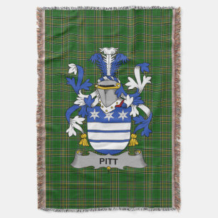  Irish Pitt Coat of Arms Family Crest Ireland Throw Blanket