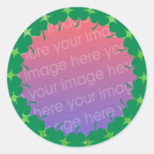 irish plaid 4 leaf clover photo frame classic round sticker