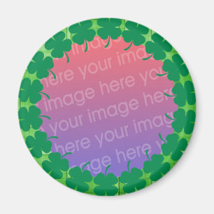 irish plaid 4 leaf clover photo frame magnet