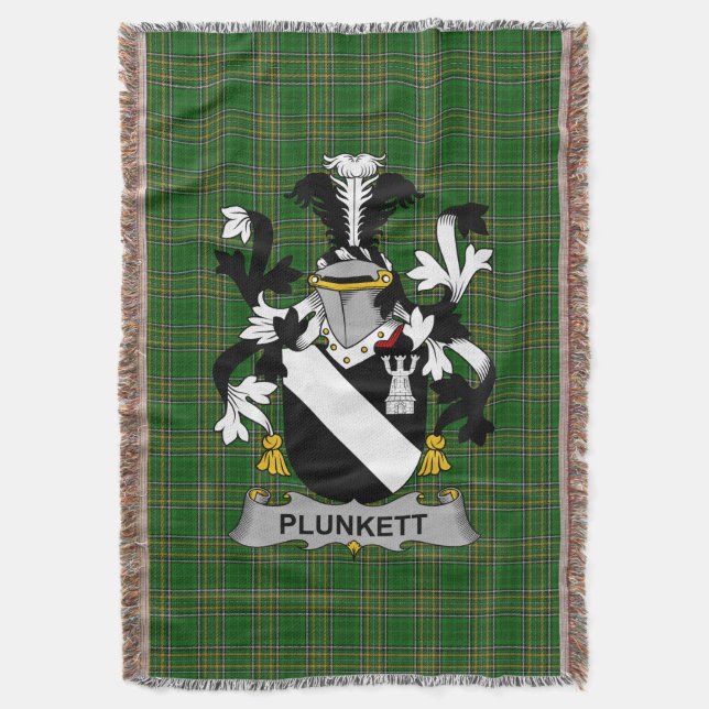  Irish Plunkett Coat of Arms Family Crest Ireland Throw Blanket (Front Vertical)