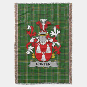 Irish Porter Coat of Arms Family Crest Ireland Throw Blanket