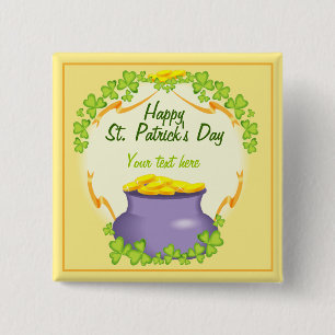 Irish Pot of Gold 15 Cm Square Badge