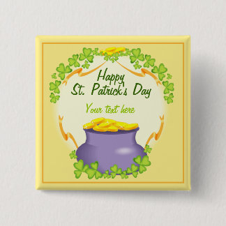 Irish Pot of Gold 15 Cm Square Badge