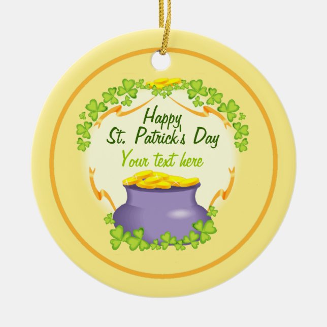 Irish Pot of Gold Ceramic Tree Decoration (Front)